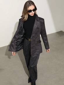 Aveloria Modichic Leopard Print Suede Casual Printed Suit Set For Women, Fashionable European And American Style For Work Fall Cloth For Women - Multicolor - View 5