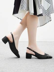 CUCCOO BIZCHIC 女士经典低跟露跟平底鞋，黑色 - 黑色 - 查看 4