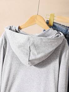 Chaqueta con capucha con estampado de moños para niñas preadolescentes de estilo casual