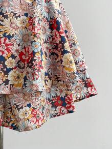 Soleia WYWH Vacation Spring Break Allover Floral Print Tie Backless Two Layer Hem Cami Romper - Multicolor - View 4