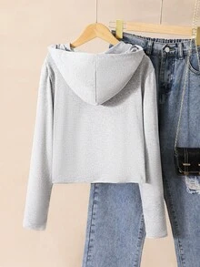 Chaqueta con capucha con estampado de moños para niñas preadolescentes de estilo casual
