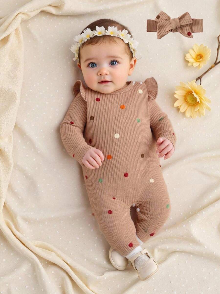 SHEIN Costilla Para Bebé Niña, Con Estampados Coloridos De Lunares