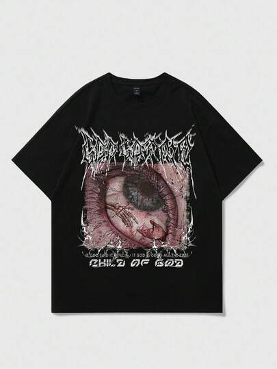 Street Life قميص قطني بطبعة عين جوتيك عتيق للمراهقين