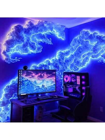 1 pezzo Grande luce a nuvola da parete - Luce LED a nuvola di tuono 3D, luce atmosferica notturna a nuvola e fulmine per fai-da-te, cinema, aula, dormitorio