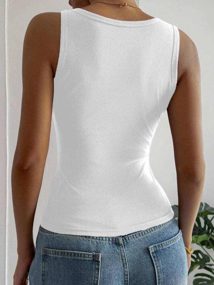 Women's Summer Ribbed Deep V-Neck Casual Sleeveless Tank Top