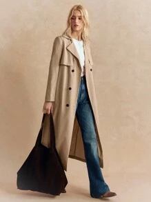 Écloséra 女士休闲双排扣中长风衣