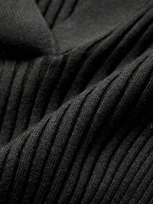 DAZY Sweater Wanita Slim Fit Warna Polos Kerah Bulat Lengan Panjang Musim Gugur/Dingin - Hitam - View 6