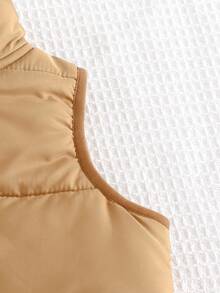 Cozy Pixies 3pcs Baby Boy Thickened Cotton Vest, Soft Letter Print Crew Neck Long Sleeve Hoodie, And Thermal Lined Pants With Cuffs Set Baby Set Autumn Winter Season Mocha Baby Clothes Baby Clothes Neutral Baby Boy Beige Outfit Fall - Multicolor - View 5