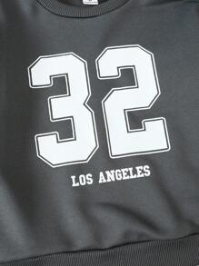 Genkimix Kids 2 件套幼儿男童 32 号印花长袖上衣和条纹下装，秋冬活力装 - 藏蓝色 - 查看 7