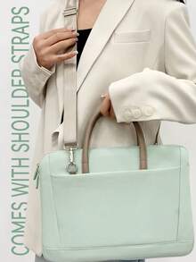 1pc Shoulder Portable Laptop Bag Conference Waterproof Portable Briefcase Back To School - Multicolor - View 3