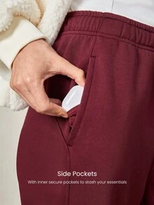 GLOWMODE Pantaloni della tuta con vita arricciata, in tessuto french terry, con tasche, di urban chic - Bordò - Visualizzare 4