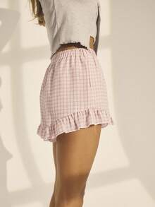 Aralina Pantalones cortos con cintura alta y volantes, estilo vintage Y2K, perfectos para el otoño, el verano, las vacaciones en la playa y el aeropuerto