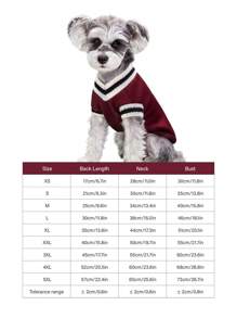 PETSIN 学院风酒红色可爱温暖厚实休闲宠物毛衣，适合猫狗，秋冬季