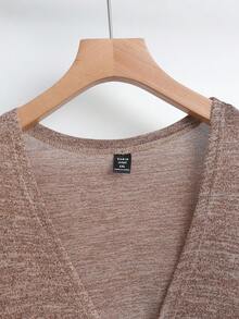 SHEIN LUNE Áo khoác tay dài thường ngày cỡ lớn mùa xuân/thu có hai túi - Màu nâu  Mocha - Xem 3