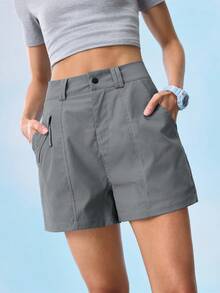 In My Nature Pantaloni scurți de drumeție pentru femei, pentru camping, drumeții, sport și naveta urbană, pantaloni scurți gri pentru femei, pantaloni scurți sport, pantaloni scurți cu buzunare, pantaloni scurți de drumeție pentru femei, pantaloni scurți cu uscare rapidă pentru femei