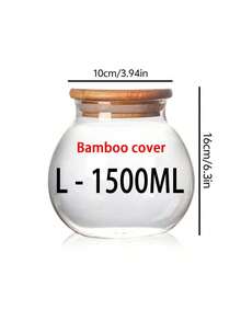 1pc 16.91oz Airtight Glass Storage Jar With Bamboo Lid Multi-Purpose Round Container For Tea, Snacks Etc. - Easy Clean Kitchen Organizer