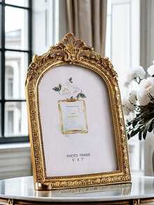 1 pieza Marco de fotos con arco dorado vintage, estilo europeo con forma de ventana para decoración del hogar, regalo de boda