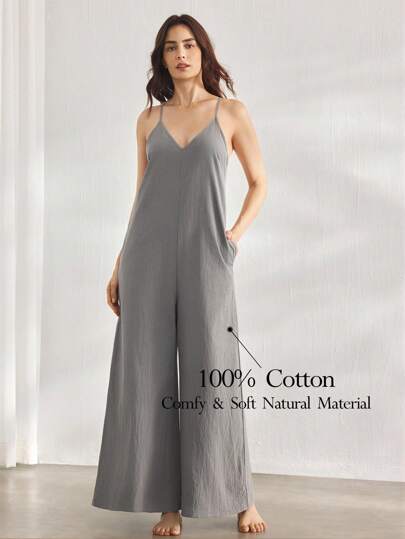 Ocili 休闲舒适连体裤，宽松阔腿款式，100%纯棉面料，舒适