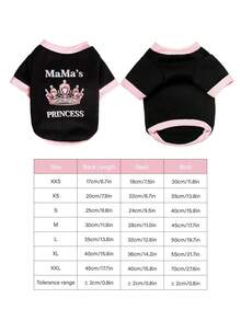 PETSIN 1 Pc Pet Casual Mama's Princess Crown Print Black Dog/Cat Pullover Sweatshirt - Multicolor - View 3
