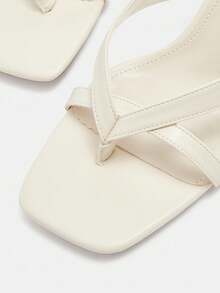 CUCCOO BIZCHIC 7cm Square Toe Ankle Strap Sandals, Apricot Color, Women - Apricot - View 7
