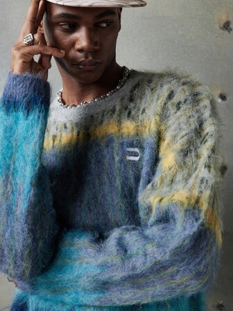 NEON BLANC NEON BLANC Men's Knitted Sweater, High-Quality Ombre Knit Sweater, Suitable For Autumn/Winter Outerwear, Soft And Cozy Knitwear, Hand Wash Or Dry Clean, Suitable For Global Wear, Grunge Style