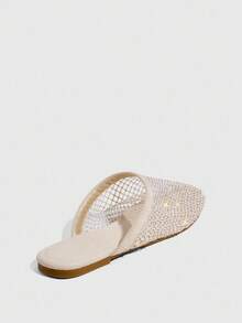 CUCCOO SZL 女士镂空透气设计尖头平底鞋，黑色网眼平底鞋，适合日常穿着和居家 - 杏色 - 查看 4