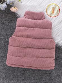 SHEIN 女童粉色抓绒背心，秋冬季保暖棉质外套