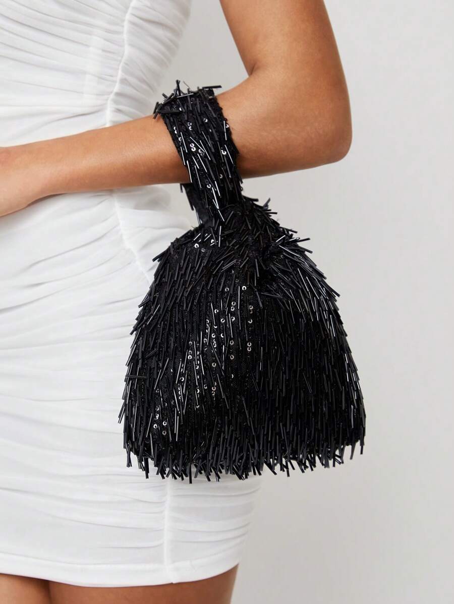 SHEIN SXY Quý cô, Túi xách cầm tay nữ, Túi xách buổi tối, Thời trang, Thanh lịch, Đơn giản, Cá nhân hóa, Đa năng, Cổ điển, Hạt dọc, Đỏ, Kim sa, Dành cho tiệc cocktail, Tiệc tùng, Vũ hội, Câu lạc bộ, Hẹn hò, Sinh nhật, Buổi tối, Đêm hẹn hò, Vũ hội - màu đen - Xem 1