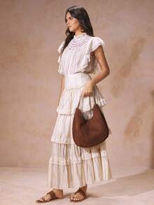 SHECARRY Túi đeo vai nữ, Túi Hobo, Da lộn, Khóa trang trí phần cứng, Thời trang, Thanh lịch, Đơn giản, Cá nhân hóa, Đa năng, Cổ điển, Đi làm, Văn phòng, Hẹn hò, Hàng ngày, Mua sắm, Trà chiều - màu nâu - Xem 8