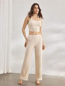 Ocili Leisure Soft & Comfy Viscose Cami Top & Pants Pajama Set For Ladies, Lounge Outfit - Apricot - View 6