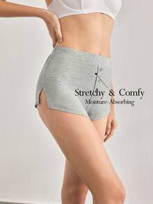 Ocili Leisure Women's Short Home Wear Bottom With Shell Button & Side Slit - Grey - View 1