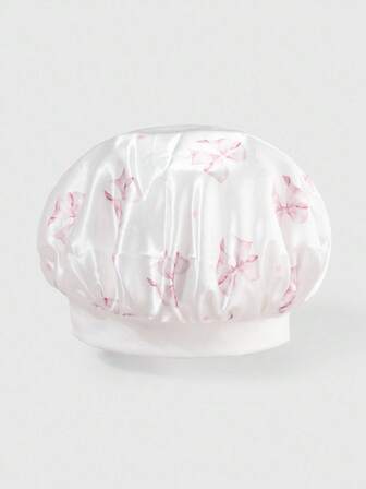 Kawaii قبعة نوم للنساء مريحة وعادية، قاعدة بيضاء مع تصميم فيونكة كبيرة