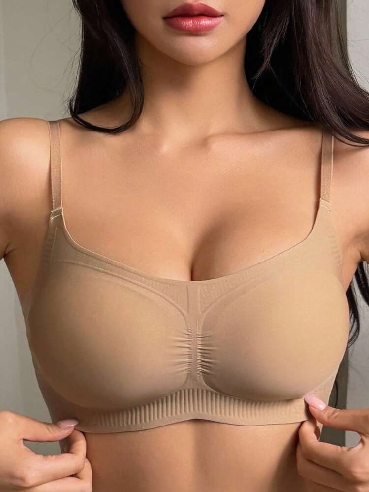 Solid Color Seamless Adjustable Strap Women's Bra Lingerie For Women