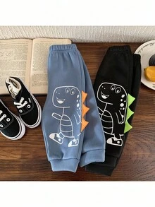 2件套男童针织可爱恐龙图案休闲裤套装 - 彩色 - 查看 5