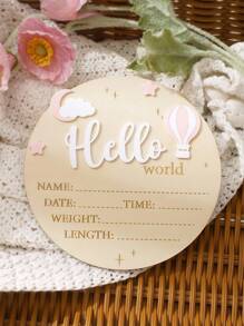 SHEIN Newborn Baby Milestone Wooden Plaque, "Hello World" Birth Announcement Sign Fall Winter - Multicolor - View 7