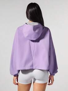 Menodora SHEIN Sport Women's Long Sleeve Outdoor Sports Letter Print Pocket Jacket In Fall/Winter - Purple - View 5