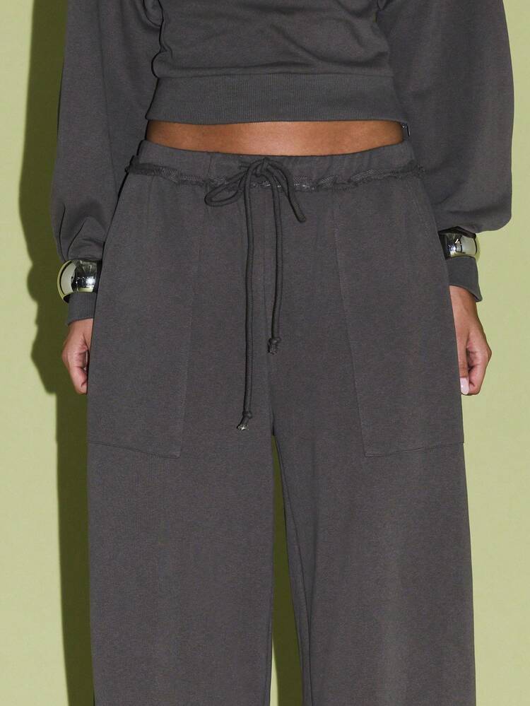 KIZN Wide Leg Sweatpants With Drawstring And Side Pockets
