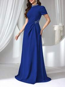 Coutiva Formal Evening Dress For Women (Elaborate Design), Party Dress, Gown, For Wedding Guest - Royal Blue - View 6