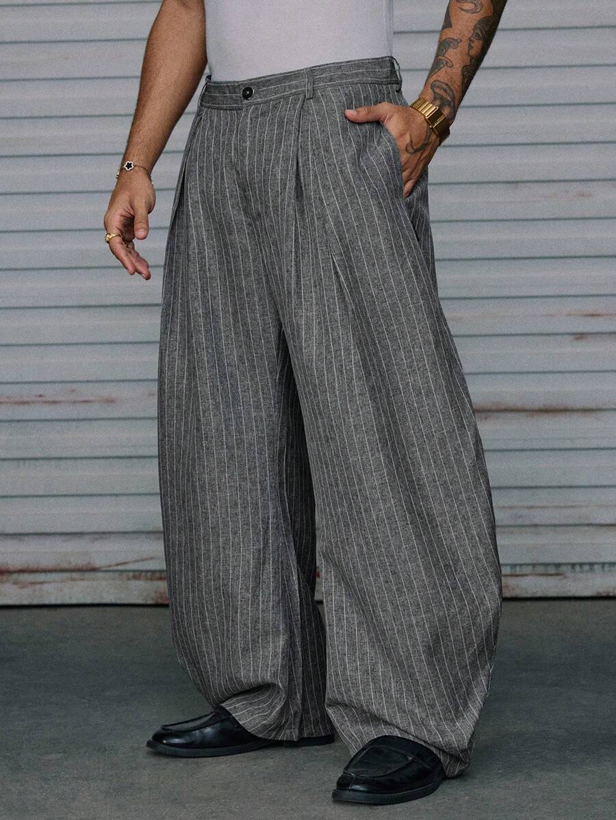 AXEPEAK 男士时尚休闲梭织长裤，秋季 - 灰色 - 查看 1