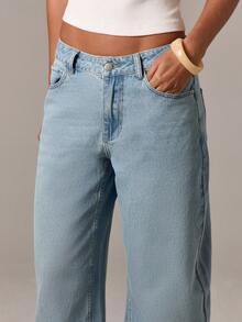 AiiRZ Quần jeans ống rộng cạp cao, dáng rộng, lấy cảm hứng từ phong cách cổ điển, quần denim thường ngày cổ điển, rộng thùng thình, vừa vặn quanh năm, là trang phục thiết yếu cho tủ đồ của bạn - Màu xanh lam - Xem 4
