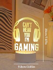 1PC 3D Acrylic Gaming Night Light - LED Earphone & Controller Design For Gamer Room Decor, Cool Birthday Gift For Men Boys - Yellow - View 7