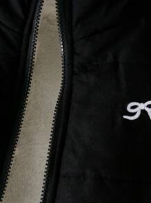 1件青少年女孩双面毛绒蝴蝶结休闲背心 - 黑色 - 查看 5