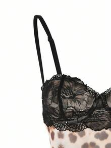 INAWLY Women's Leopard Print Lace Panel Cami Top With Elastic Waist Ankle Pants, Spring New Arrival - Multicolor - View 7