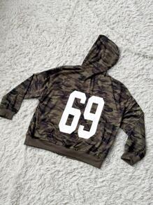 Sunspun 大码黑红条纹斜肩孔眼蕾丝宽松连帽衫 - 彩色 - 查看 2