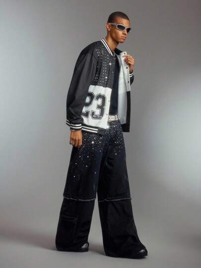 Street Life Men's Contrast Color Letter Graphic Long Sleeve Jacket Coat, Fall