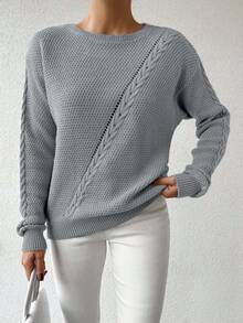 Maglione casual alla moda da donna con spalle scoperte e maniche lunghe
