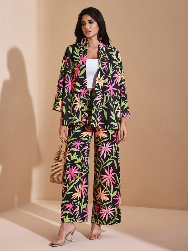 Miriam Omar Colorful Print Casual Loose Flare Sleeve Beach Resort Kimono Woman Autumn Vacation Casual