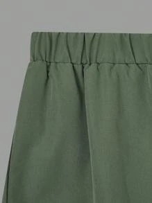 2件套少女简约印花短袖上衣和短裤套装 - 綠色 - 查看 8