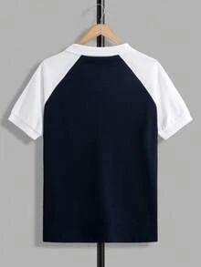 RueChic 男士插肩袖字母印花休闲常规款 Polo 衫