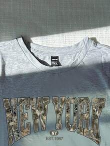 Attitoon Áo thun tay ngắn họa tiết cành lá in hình cành lá phong cách tối giản, giản dị, đường phố, cổ điển, New York, họa tiết ngụy trang, cổ tròn, dáng rộng, dành cho nữ, phù hợp cho mùa hè, cổ điển, gợi cảm, dễ thương, Y2K, Bohemian, Hippie, lễ hội âm nhạc, Punk, Y2K, gợi cảm, Goth - Màu Xám nhạt - Xem 3